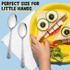 E-far Stainless Steel Kids Forks, 6-Piece Toddlers Forks Safe for Preschooler/Children, Hammered Adult look & Small Size, Rust Free & Dishwasher Safe(Hammered Spoon)