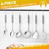 E-far Stainless Steel Kitchen Utensils Set, 39-Piece Cooking Utensils Set with Holder, Non-toxic Metal Heat Resistant Kitchen Gadgets Cookware Tool Spatula Set for Cooking, Dishwasher Safe(6)