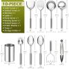 E-far Stainless Steel Kitchen Utensils Set, 39-Piece Cooking Utensils Set with Holder, Non-toxic Metal Heat Resistant Kitchen Gadgets Cookware Tool Spatula Set for Cooking, Dishwasher Safe(10)