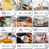 E-far Stainless Steel Kitchen Utensils Set, 39-Piece Cooking Utensils Set with Holder, Non-toxic Metal Heat Resistant Kitchen Gadgets Cookware Tool Spatula Set for Cooking, Dishwasher Safe(39)