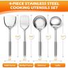 E-far Stainless Steel Kitchen Utensils Set, 39-Piece Cooking Utensils Set with Holder, Non-toxic Metal Heat Resistant Kitchen Gadgets Cookware Tool Spatula Set for Cooking, Dishwasher Safe(4)