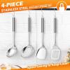 E-far Stainless Steel Kitchen Utensils Set, 39-Piece Cooking Utensils Set with Holder, Non-toxic Metal Heat Resistant Kitchen Gadgets Cookware Tool Spatula Set for Cooking, Dishwasher Safe(4)