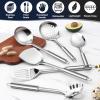 E-far Stainless Steel Kitchen Utensils Set, 39-Piece Cooking Utensils Set with Holder, Non-toxic Metal Heat Resistant Kitchen Gadgets Cookware Tool Spatula Set for Cooking, Dishwasher Safe(39)