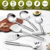 E-far Stainless Steel Kitchen Utensils Set, 39-Piece Cooking Utensils Set with Holder, Non-toxic Metal Heat Resistant Kitchen Gadgets Cookware Tool Spatula Set for Cooking, Dishwasher Safe(10)