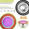 E-far Stainless Steel Mixing Bowls Set of 5, Size 7/3.5/2.5/1.5/1 QT, Metal Nesting Bowls with Colorful Airtight Lids & Non-Slip Bottoms, Great for Kitchen Cooking, Baking, Serving, Food Prep(Multicolor)