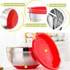 E-far Stainless Steel Mixing Bowls Set of 5, Size 7/3.5/2.5/1.5/1 QT, Metal Nesting Bowls with Colorful Airtight Lids & Non-Slip Bottoms, Great for Kitchen Cooking, Baking, Serving, Food Prep(Multicolor)