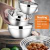 E-far Stainless Steel Mixing Bowls with Airtight Lids, 7-Piece Metal Nesting Bowls with Black Lids for Saving Storage Space, Size 7, 4.6, 3, 2, 1.5, 1, 0.7QT, Great for Baking/Cooking/Prepping(Colorful)