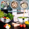 E-far Stainless Steel Mixing Bowls with Airtight Lids, 7-Piece Metal Nesting Bowls with Black Lids for Saving Storage Space, Size 7, 4.6, 3, 2, 1.5, 1, 0.7QT, Great for Baking/Cooking/Prepping(Blue)
