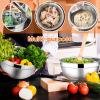 E-far Stainless Steel Mixing Bowls with Airtight Lids, 7-Piece Metal Nesting Bowls with Black Lids for Saving Storage Space, Size 7, 4.6, 3, 2, 1.5, 1, 0.7QT, Great for Baking/Cooking/Prepping(Colorful)