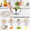 E-far Stainless Steel Mixing Bowls with Lids Set, 5-Piece Nesting Salad Bowls with 3 Grater Attachments and Non-Slip Bottoms, Size 4.6, 2.6, 2, 1.5, 1QT for Kitchen (Black)(Khaki)