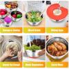 E-far Stainless Steel Mixing Bowls with Lids Set, 5-Piece Nesting Salad Bowls with 3 Grater Attachments and Non-Slip Bottoms, Size 4.6, 2.6, 2, 1.5, 1QT for Kitchen (Black)(Colorful)