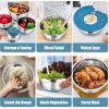 E-far Stainless Steel Mixing Bowls with Lids Set, 5-Piece Nesting Salad Bowls with 3 Grater Attachments and Non-Slip Bottoms, Size 4.6, 2.6, 2, 1.5, 1QT for Kitchen (Black)(Blue)