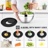 E-far Stainless Steel Mixing Bowls with Lids Set, 5-Piece Nesting Salad Bowls with 3 Grater Attachments and Non-Slip Bottoms, Size 4.6, 2.6, 2, 1.5, 1QT for Kitchen (Black)(Black)