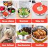 E-far Stainless Steel Mixing Bowls with Lids Set, 5-Piece Nesting Salad Bowls with 3 Grater Attachments and Non-Slip Bottoms, Size 4.6, 2.6, 2, 1.5, 1QT for Kitchen (Black)(Red)