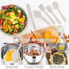 E-far Stainless Steel Mixing Bowls with Lids Set, 5-Piece Nesting Salad Bowls with 3 Grater Attachments and Non-Slip Bottoms, Size 4.6, 2.6, 2, 1.5, 1QT for Kitchen (Black)(Khaki)