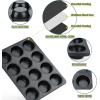 E-far Stainless Steel Muffin Pan Set of 5, 12 Cups Cupcake Pans Tins for Baking, Non-Toxic Metal Muffin Tray Molds for Small Mini Cupcake, Heavy Duty & Regular Size, Rust Free & Dishwasher Safe(Black)