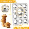 E-far Stainless Steel Muffin Pan Set of 5, 12 Cups Cupcake Pans Tins for Baking, Non-Toxic Metal Muffin Tray Molds for Small Mini Cupcake, Heavy Duty & Regular Size, Rust Free & Dishwasher Safe(Silver)