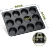 E-far Stainless Steel Muffin Pan Set of 5, 12 Cups Cupcake Pans Tins for Baking, Non-Toxic Metal Muffin Tray Molds for Small Mini Cupcake, Heavy Duty & Regular Size, Rust Free & Dishwasher Safe(Black)