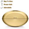 E-far Stainless Steel Plates Set of 4, 8-inch Metal Dinner Plates for Kids Toddlers, Great for Self-feeding/Picnic/Outdoor Camping, Healthy & Non-toxic, Shatterproof & Dishwasher Safe(Gold)