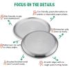E-far Stainless Steel Plates Set of 4, 8-inch Metal Dinner Plates for Kids Toddlers, Great for Self-feeding/Picnic/Outdoor Camping, Healthy & Non-toxic, Shatterproof & Dishwasher Safe(Silver)
