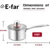 E-far Stainless Steel Saucepan Set – 1Qt & 2 Qt, Triply Sauce Pan Pot with Lid for Cooking Pasta Warming Milk Boiling Water, Small Metal Cookware for Kitchen, Induction Ready & Heavy Duty(2 Quarts)