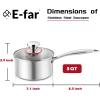 E-far Stainless Steel Saucepan Set – 1Qt & 2 Qt, Triply Sauce Pan Pot with Lid for Cooking Pasta Warming Milk Boiling Water, Small Metal Cookware for Kitchen, Induction Ready & Heavy Duty(3 Quarts)