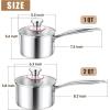 E-far Stainless Steel Saucepan Set – 1Qt & 2 Qt, Triply Sauce Pan Pot with Lid for Cooking Pasta Warming Milk Boiling Water, Small Metal Cookware for Kitchen, Induction Ready & Heavy Duty(1QT & 2QT)