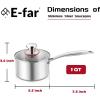E-far Stainless Steel Saucepan Set – 1Qt & 2 Qt, Triply Sauce Pan Pot with Lid for Cooking Pasta Warming Milk Boiling Water, Small Metal Cookware for Kitchen, Induction Ready & Heavy Duty(1 Quarts)