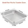 E-far Stainless Steel Sheet Cake Pan Set of 2, 10.6 x 8.3 x1.7 Inches Small Brownie Baking Pan, Rectangular High-Sided Cookie Sheet Pans Fit for Toaster Oven, Non-Toxic & Heavy Duty, Dishwasher Safe