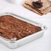 E-far Stainless Steel Sheet Cake Pan Set of 2, 10.6 x 8.3 x1.7 Inches Small Brownie Baking Pan, Rectangular High-Sided Cookie Sheet Pans Fit for Toaster Oven, Non-Toxic & Heavy Duty, Dishwasher Safe