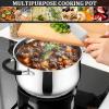 E-far Stainless Steel Stock Pot, 8 Quart Large Cooking Pot with Glass Lid for Boiling Pasta Soup Sauce, Tri-Ply Induction Thick Base for All Stoves, Cool-Touch Handles & Dishwasher Safe(4 Quarts)
