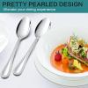 E-far Stainless Steel Teaspoons Set of 12, 6.7 Inch Pearled Edge Small Dessert Tea Spoons Silverware for Home, Kitchen and Restaurant, Non-toxic, Mirror Polished, Dishwasher Safe(7.9inches)
