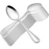 E-far Stainless Steel Teaspoons Set of 12, 6.7 Inch Pearled Edge Small Dessert Tea Spoons Silverware for Home, Kitchen and Restaurant, Non-toxic, Mirror Polished, Dishwasher Safe(6.7inches)