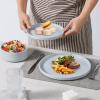 E-far Stoneware Dinnerware Sets for 4, 12-Piece Reactive Glaze Plates and Bowls Sets, Kitchen Ceramic Dishes Dinning Ware, Microwave & Dishwasher Safe, Deep Gray(Haze Gray)