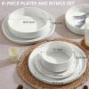 E-far Stoneware Dinnerware Sets for 4, 12-Piece Reactive Glaze Plates and Bowls Sets, Kitchen Ceramic Dishes Dinning Ware, Microwave & Dishwasher Safe, Deep Gray(Stone White)