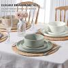 E-far Stoneware Dinnerware Sets for 4, 12-Piece Reactive Glaze Plates and Bowls Sets, Kitchen Ceramic Dishes Dinning Ware, Microwave & Dishwasher Safe, Deep Gray(Multicolor)
