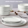 E-far Stoneware Dinnerware Sets for 4, 12-Piece Reactive Glaze Plates and Bowls Sets, Kitchen Ceramic Dishes Dinning Ware, Microwave & Dishwasher Safe, Deep Gray(Stone White)