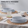 E-far Stoneware Dinnerware Sets for 4, 12-Piece Reactive Glaze Plates and Bowls Sets, Kitchen Ceramic Dishes Dinning Ware, Microwave & Dishwasher Safe, Deep Gray(Haze Gray)