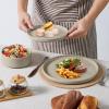 E-far Stoneware Dinnerware Sets for 4, 12-Piece Reactive Glaze Plates and Bowls Sets, Kitchen Ceramic Dishes Dinning Ware, Microwave & Dishwasher Safe, Deep Gray(Deep Khaki)