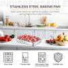 E-far Toaster Oven Baking Pan with Lid, 10.4”x 8”x 2” Stainless Steel Rectangle Sheet Cake Pans with Covers, Small Bakeware for Cakes Brownies Casseroles, Non-toxic & Dishwasher Safe -Set of 2(1Pan+1Lid)