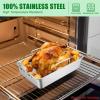E-far Turkey Roasting Rack, Stainless Steel Rib Rack for Roasting, Grilling and Smoking, 14.4 x 10 inches, V Shaped & Heavy Duty, Dishwasher Safe (Large)(Silver)