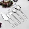 Hammered Serving Utensils, E-far 5-Piece Stainless Steel Hostess Serving Set for Buffet Party Kitchen Restaurant, Mirror Finished & Dishwasher Safe(Hammered Handle)