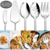 Hammered Serving Utensils, E-far 5-Piece Stainless Steel Hostess Serving Set for Buffet Party Kitchen Restaurant, Mirror Finished & Dishwasher Safe(Scalloped Handle)
