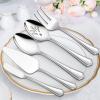 Hammered Serving Utensils, E-far 5-Piece Stainless Steel Hostess Serving Set for Buffet Party Kitchen Restaurant, Mirror Finished & Dishwasher Safe(Scalloped Handle)