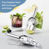 Ice Scoops with Holes, E-far 6 Ounce Stainless Steel Scoops with Drain Holes to Reduce Unwanted Dilution, Metal Scoop for Ice Maker/Freezer/Bar, Rust Free & Dishwasher Safe-2 Pack(6 Ounce)