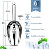 Ice Scoops with Holes, E-far 6 Ounce Stainless Steel Scoops with Drain Holes to Reduce Unwanted Dilution, Metal Scoop for Ice Maker/Freezer/Bar, Rust Free & Dishwasher Safe-2 Pack(6 Ounce)