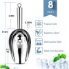 Ice Scoops with Holes, E-far 6 Ounce Stainless Steel Scoops with Drain Holes to Reduce Unwanted Dilution, Metal Scoop for Ice Maker/Freezer/Bar, Rust Free & Dishwasher Safe-2 Pack(8 Ounce)