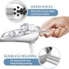 Ice Scoops with Holes, E-far 6 Ounce Stainless Steel Scoops with Drain Holes to Reduce Unwanted Dilution, Metal Scoop for Ice Maker/Freezer/Bar, Rust Free & Dishwasher Safe-2 Pack(8 Ounce)