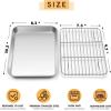Large Baking Sheet with Rack Set, E-far 20”x14” Stainless Steel Cookie Sheet Pan for Oven Cooking Roasting, Rimmed Metal Tray with Wire Cooling Rack for Bacon Meat Steak – Dishwasher Safe(10.5”x8.3”)