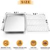 Large Baking Sheet with Rack Set, E-far 20”x14” Stainless Steel Cookie Sheet Pan for Oven Cooking Roasting, Rimmed Metal Tray with Wire Cooling Rack for Bacon Meat Steak – Dishwasher Safe(12.4”x9.7”)